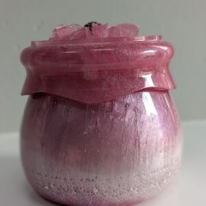 Pink Resin Trinket Box With Carved Flower On Top